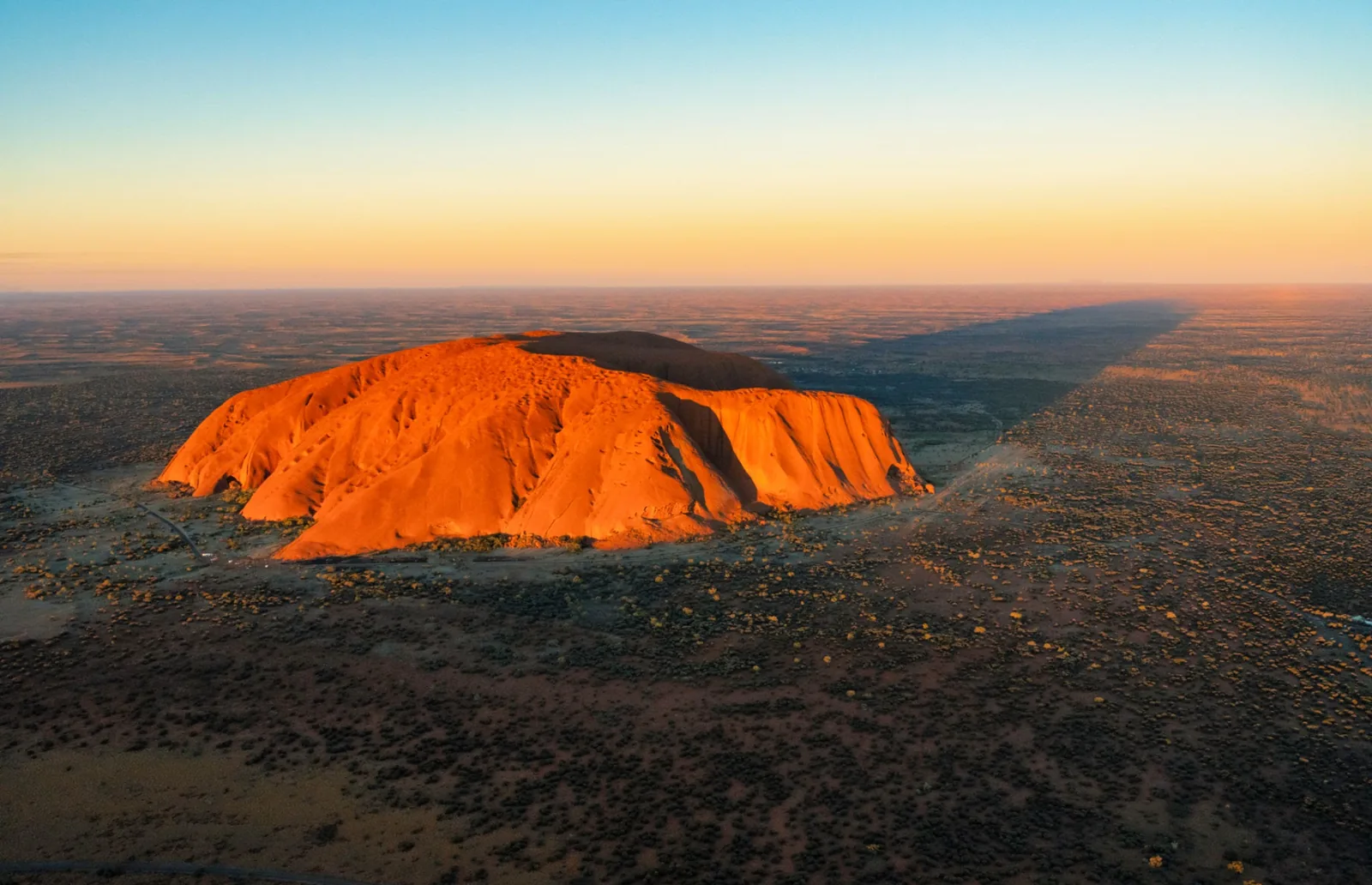 Aerial view of Uluru at sunset, Northern Territory — solar and battery rebate information